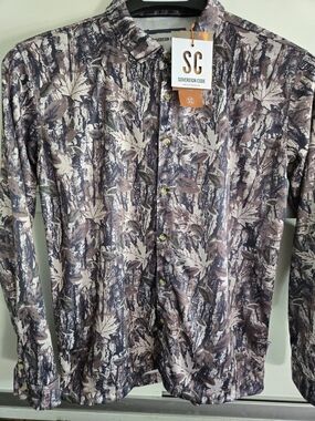 Sovereign Code Long Sleeve Button-Up Shirt - Brown Leaf Print
